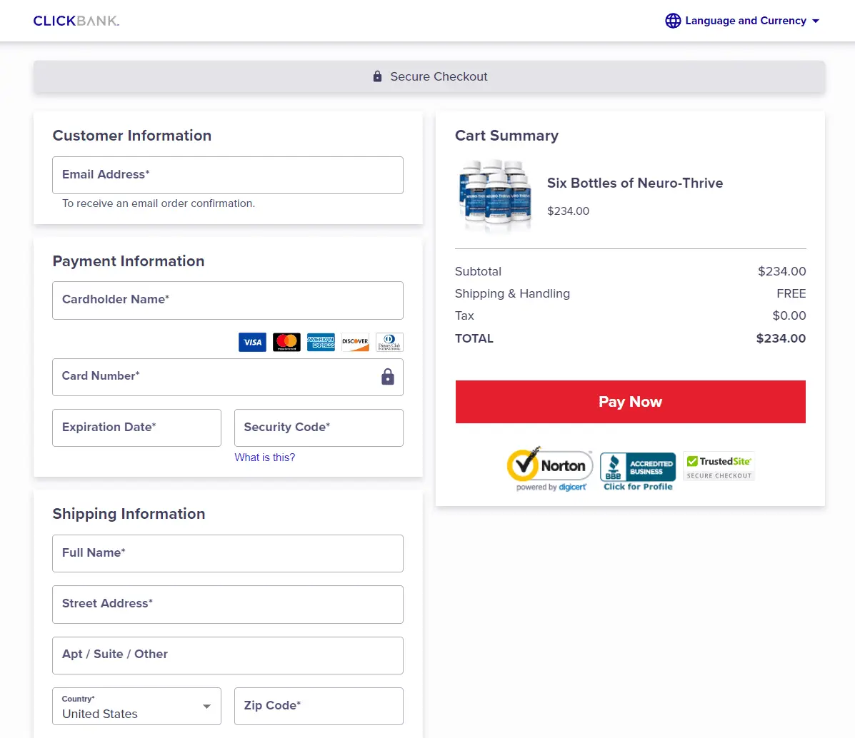  Neuro-Thrive Checkout page